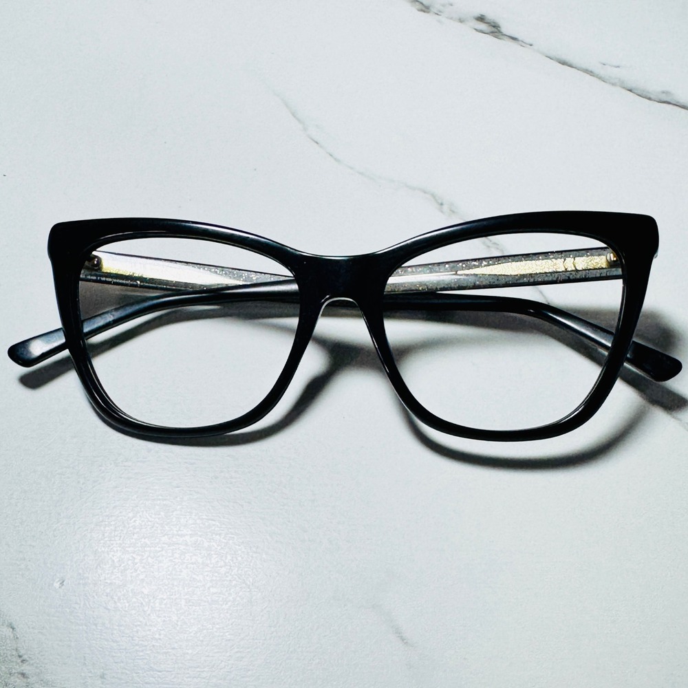 Jimmy Choo JC211 Black Glitter Cat Eye Eyeglass Frames Women 53-17-140